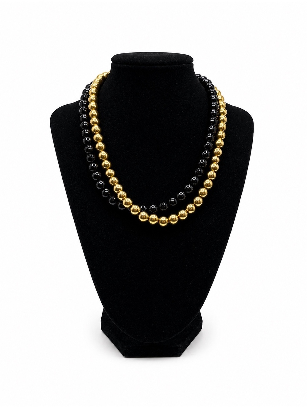 Jewelry By GG Long Black and Gold Wrap Twice Costume 16.5" Beaded Necklace